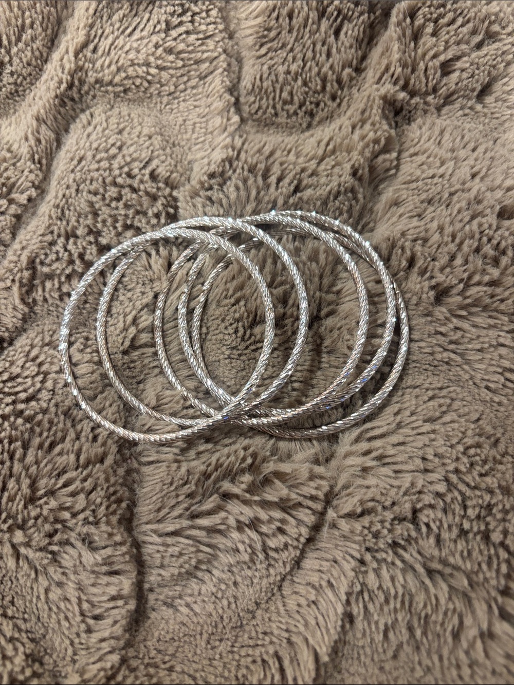 Silver Textured Hoop Bangle Set - Women Jewelry